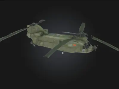 Chinook Helicopter in Flight  Twin-Rotor Aircraft 3D model