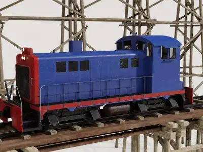 Railway Bridge 3D models complete of locomotive 3D model Low-poly 3D model