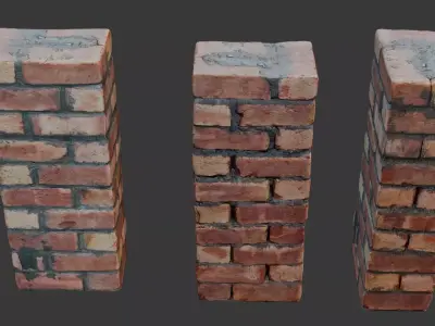 Brick Column Scan Low-poly 3D model