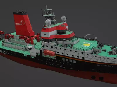 Special purpose vessel for marine research Meteor IV Low-poly 3D model