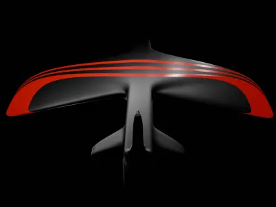 Futuristic Sci fi Red and Black Plane 3D Model for night Low-poly 3D model