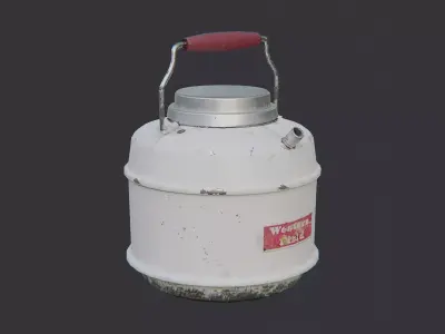 Military Metal Canteen with Lid Low-poly 3D model