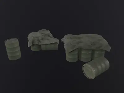 Military Barrel Pack 3D Model Low-poly 3D model