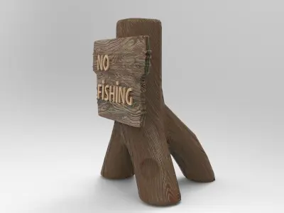 No Fishing Decor Low-poly 3D model
