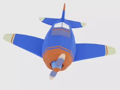 Low poly Airplane toy with propellers Low-poly 3D model