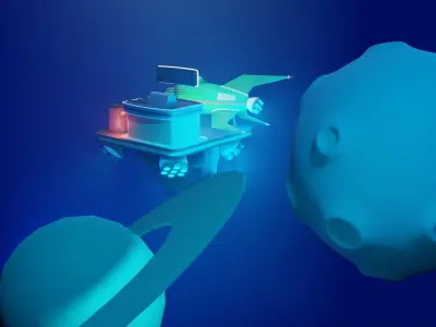 Cartoon futurama space scene 3D model