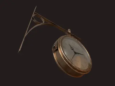 Antique Railway Station Clock Low-poly 3D model