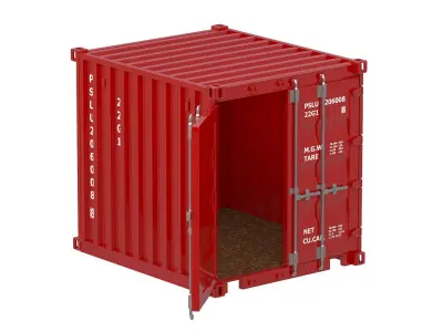 8ft Shipping Container Red 3D model