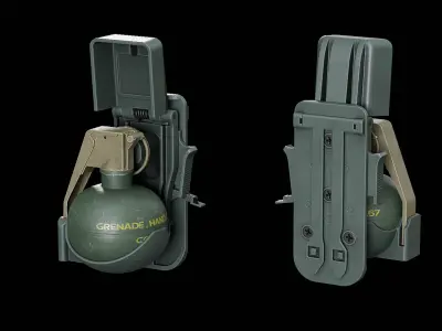 M67 Grenade with ACS Trigger Pouch Low-poly 3D model