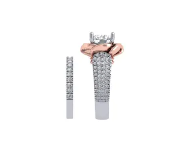 Solitaire Flower Engagement Ring Bridal Set 3D print model