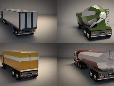 Low Poly Cartoon Truck Pack 01