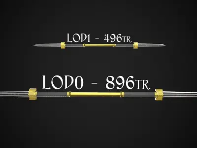 Spear and Glaive A4 Low-poly 3D model