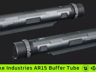 Strike Industries AR15 Buffer Tube  Low-poly 3D model