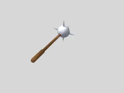 low poly mace 1 wooden scythe Low-poly 3D model