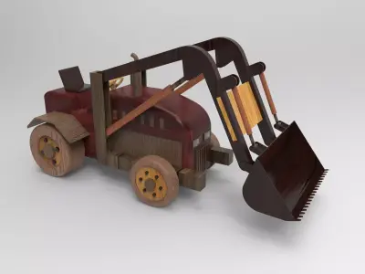 Wooden Wheel Loader Toy Free 3D model