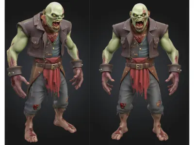 Fantasy Zombie Warrior Low-poly 3D model
