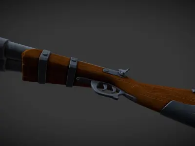 Stylized Double Barrel Shotgun Low-poly 3D model