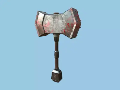 Medieval War Hammer 09 Blood Barbarian - Fantasy Weaponry Low-poly 3D model