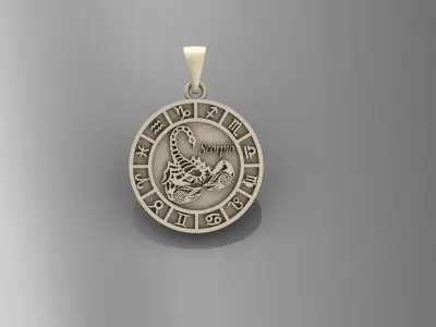 Scorpio Zodiac Pendant 3D print model