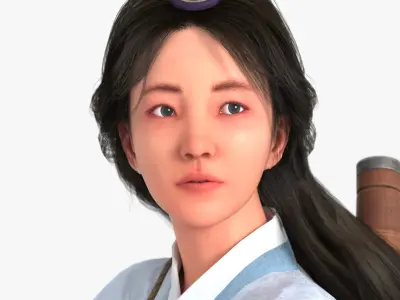 The Archer Woman Haena Lowpoly Game ready 3D model