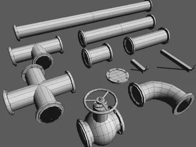 Metal Pipes Set Free low-poly 3D model