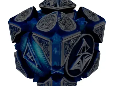Glowing Rune Crystal Artifact D20 3D model