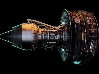 Turbofan engine 3D model from CGTrader