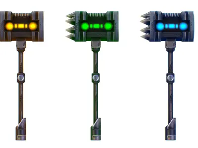 a set of cutting weapons - Sledgehammer Low-poly 3D model