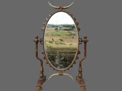 Old Antique Double Sided Mirror PBR Low-Poly Game Ready 3D Model Low-poly 3D model