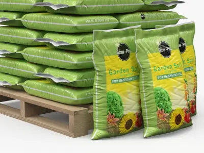 Garden Soil in Bags on Pallet 3D model