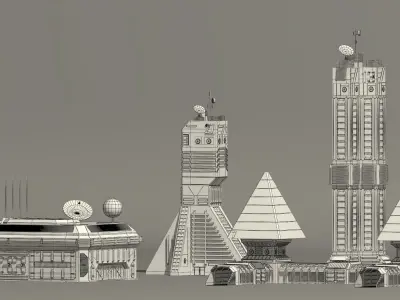 sci-fi  buildings 3D model