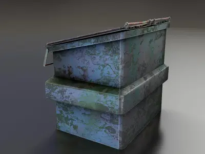 Dumpster trash can with grill on top Low-poly 3D model