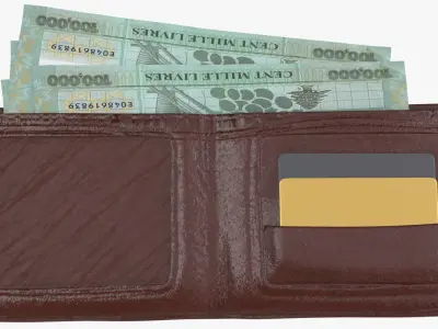 Lebanese 100000 Livres Wallet Money Purse 3D model