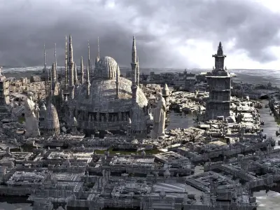 Star Wars Coruscant inspired towers collection 3D model