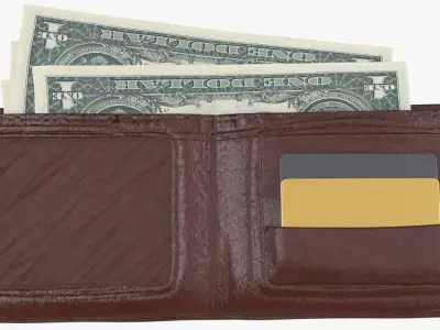 United States 1 Dollars Wallet Money Purse 3D model
