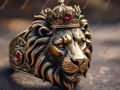 Lion ring lion face ring 3D model 3D print model