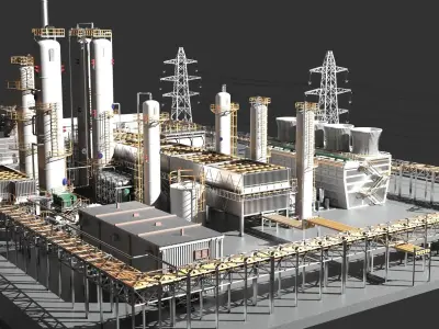 Oil Refinery 3D model get