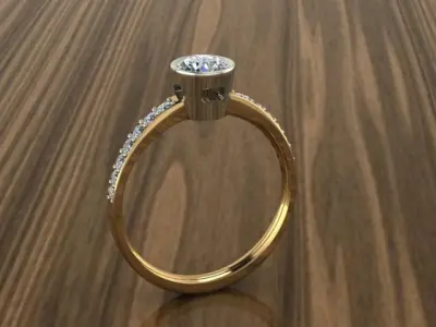 Solitare ring with fancy Bezel 3D print model