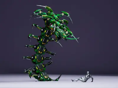 Sci-Fi Insect Scolopendra Low-poly 3D model