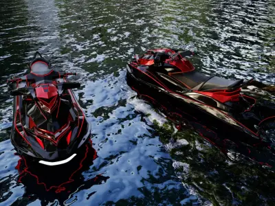 Jetski sci-fi red-black detailed model 3D on Blender 3D model