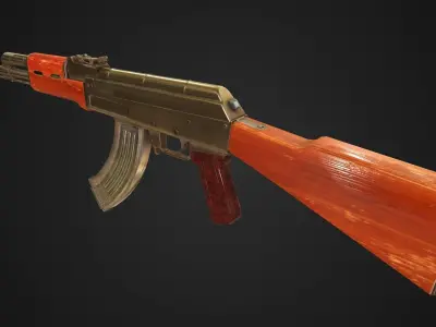 Low Poly AK-47 rifle Low-poly 3D model