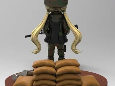 the military girl soldier 3D print model