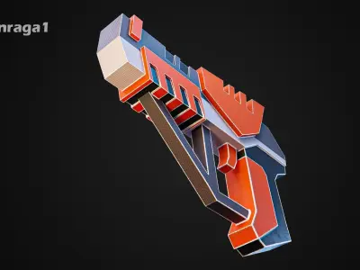 Sci fi pistol G3 Low-poly 3D model