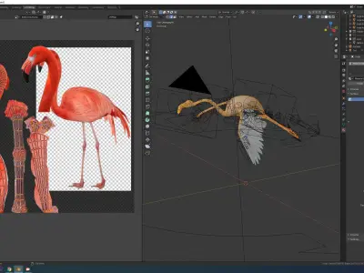 Flamingo flying Low-poly 3D model