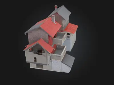 Medieval Village Diorama  A Miniature World of Rustic Life 3D model