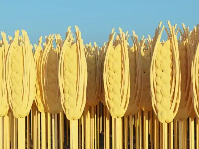 Wheat field Low-poly 3D model