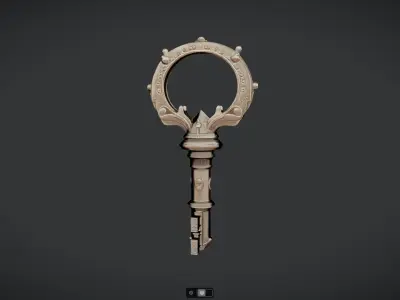 ornate antique metal key 3D model