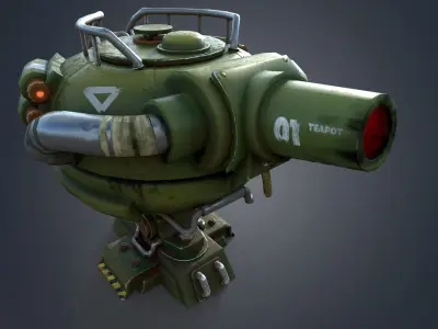 Teapot Turret  Low-poly 3D model