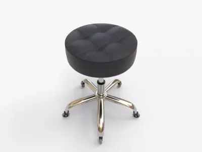 Professional Rolling Stool With Adjustable Height 3D model