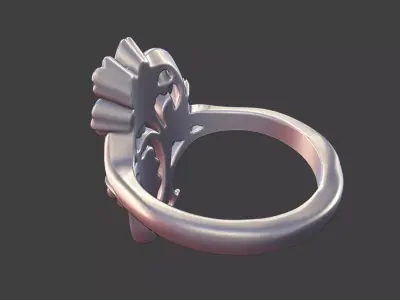 art nouveau floral ring v2 nature inspired 3D print model